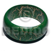 Natural wood bangle in green