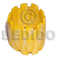 Painted bone elastic bangle -yellow