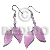 Dangling double leaf pastel pink