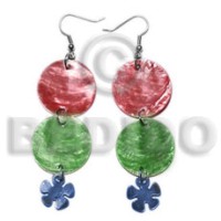 Dangling double round 25mm red green