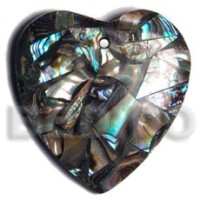 45mm heart laminated paua chips