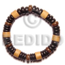 Elastic wood and coco bracelet