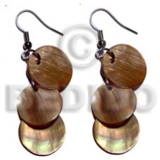 Dangling 3pcs. round 15mm brownlip