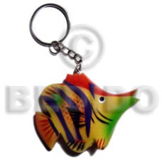 Fish handpainted wood keychain 48mmx60mm