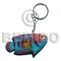 Fish handpainted wood keychain 73mmx35mm
