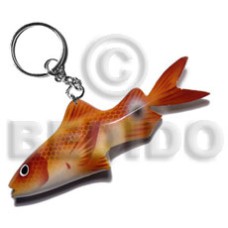 Fish handpainted wood keychain 105mmx40mm