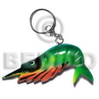 Shrimp handpainted wood keychain 80mmx55mm