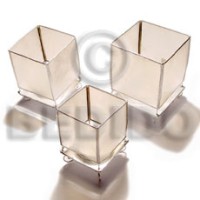 Square capiz candle holder