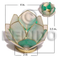Lotus candle holder green white capiz