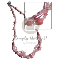 Pink glass beads intertwined glass