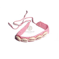 Pink wax cord choker macrame