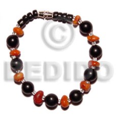Black buri beads red