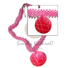 Fuschia pink glass beads flat