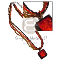 Black red gold 4 layer glass beads